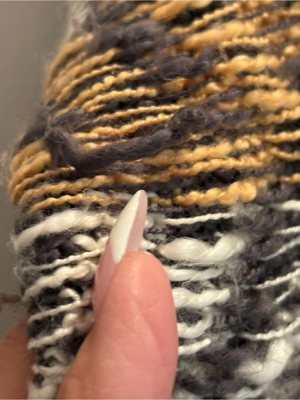 Marled Striped Open-Front Cardigan in Mustard, Gray & Cream - Picture 5 of 7